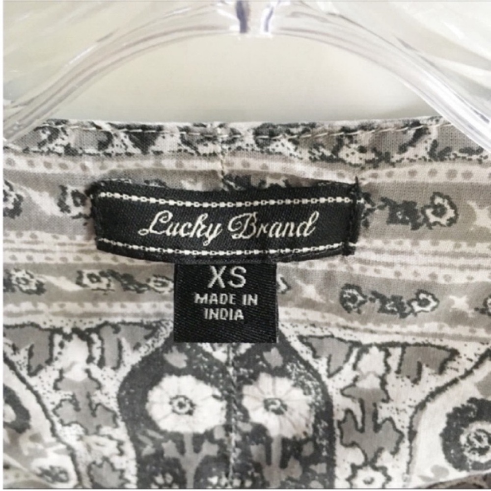 Lucky Brand shirt black white peasant boho tie - Picture 6 of 8